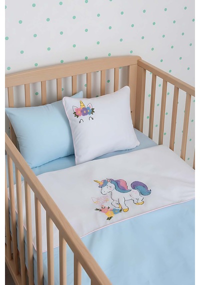 Dolly Mint Punch Nakışlı %100 Pamuklu Bebek Nevresim Takımı Çok Renkli