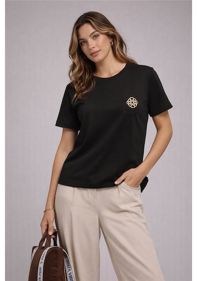 Fashion Friends Aksesuar Detaylı Siyah Kadın Bluz 26y0226k1
