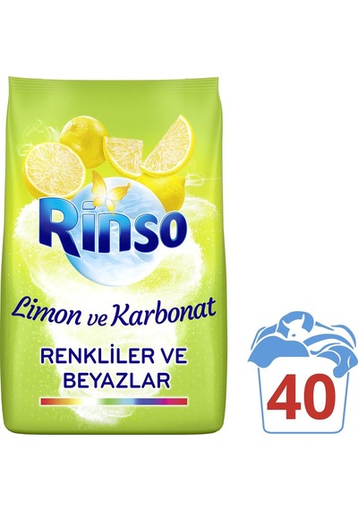 Rinso Limon ve Karbonat Renkliler ve Beyazlar İçin Toz Çamaşır Deterjanı 4 KG Rinso Limon ve Karbonat Renkliler ve Beyazlar İçin Toz Çamaşır Deterjanı 4 KG