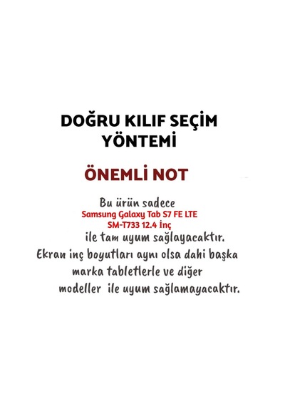 Samsung Galaxy Tab S7 Fe Lte Sm-t733 12.4 Inç Kılıf + Kalem Arka Kapak