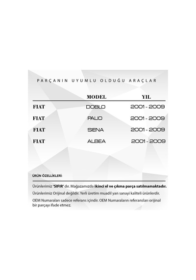 Fiat Doblo, Palio, Siena Için Kaput Dayama Tel Tutucu Klipsi 560937505