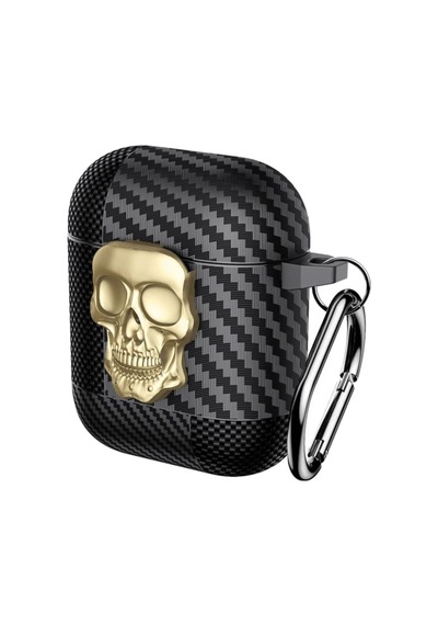 Apple Airpods 2/1. Nesil Kılıf Güvenli Kilitli Kuru Kafa Karbon Gold
