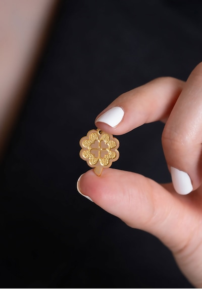14 Ayar Altın Ultra İnce Yonca Kolye Ucu 1,6 Mm Sarı Altın