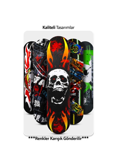 Orta Boy Kaykay 60 Cm 8 Katmanlı Canlı Desenli Kemik Teker Kaymaz Skateboard 2406 Gri