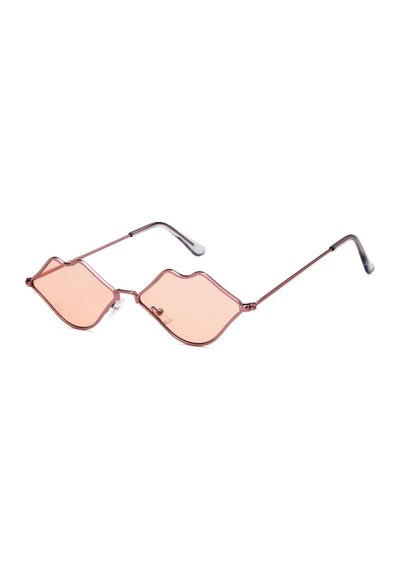 Rose Dudak Gözlük Vintage & Retro Lip Shape Sun Glasses Pembe Altın