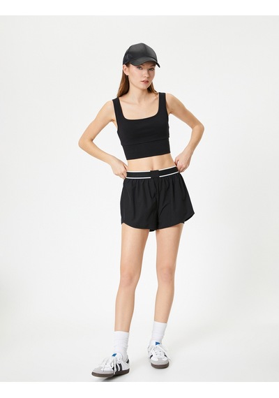 Koton Spor Yarım Atlet Kare Yaka Siyah 4sak30168nk Siyah