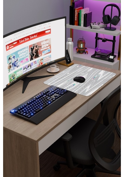 Glitch Kaymaz Dikişli Kauçuk Oyuncu Mousepad V5 - 48x40 Xl Gaming Mouse Pad Fare Altlığı