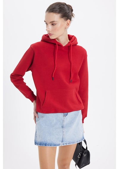 Tudors Kadın Relax Fit Rahat Kesim Pamuklu Kapüşonlu Kanguru Cepli Kırmızı Sweatshirt-39934 Kırmızı Tudors Kadın Relax Fit Rahat Kesim Pamuklu Kapüşonlu Kanguru Cepli Kırmızı Sweatshirt-39934 Kırmızı