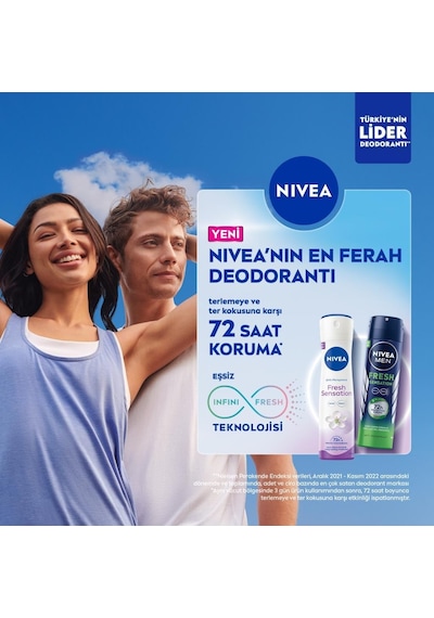 Nivea Fresh Sensation Kadın Ve Erkek Sprey Deodorant 150 Ml,72 Saat perspirant Koruma,uzun Süren Ferahlık X2