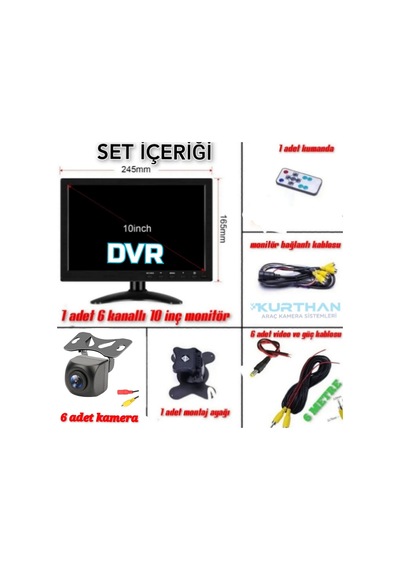 10'' Hybrid Dvr Monitör Ve 6 Adet 170'' Balık Gözü Lens Kamera