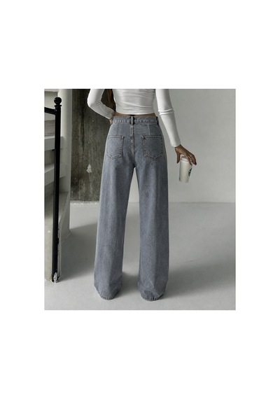 Bluemarlin Tam Kalıp Tintli Yüksek Bel Ön Arka Pensli Bol Paça Baggy Jeans Tintli