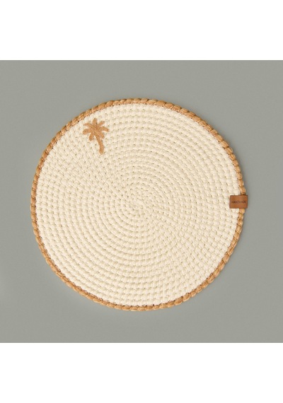 Soft Palm Nakışlı Supla - Ekru - 33x33 Cm Renkli