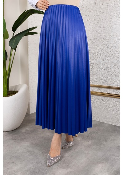 Hira Life Fashion Kadın Tesettür Giyim Ve Deri Görünümlü Beli Lastik Detayı İle Piliseli Uzun Etek Mavi Mavi Hira Life Fashion Kadın Tesettür Giyim Ve Deri Görünümlü Beli Lastik Detayı İle Piliseli Uzun Etek Mavi Mavi