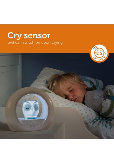 Kids Lou Ağlama Sensörlü Baykuş Gece Lambası, Gri Altın - Çok Renkli