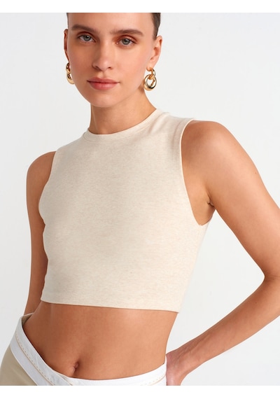 Dilvin Crop Top Bej Melanj