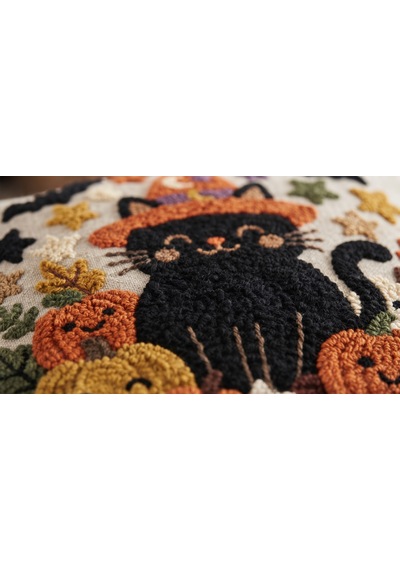 Punch Nakışı Halloween Temalı Kırlent Kılıfı 40x40 40 x 40
