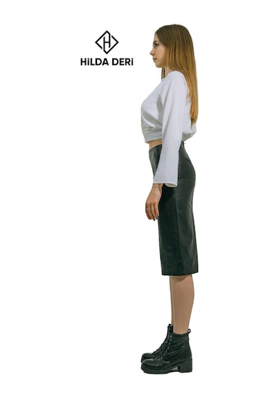 Hilda Deri Clara Hakiki Kuzu Derisi Siyah Kalem Etek 001