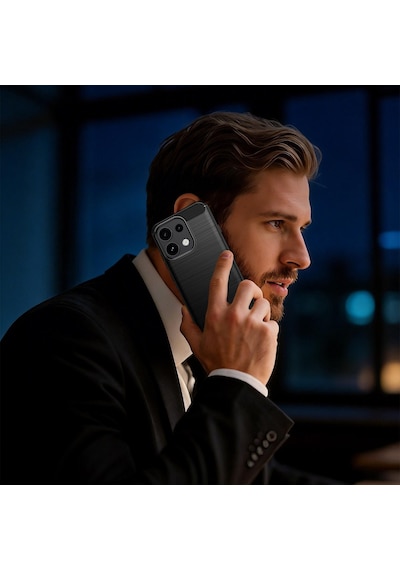 Caseonn Oppo Reno16 F 5g Kılıf Karbon Fiber Desenli Koruyucu Arka Kapak Siyah