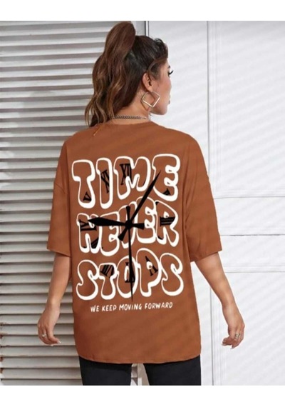 Kozia Outdoors Malkoçbey Time Baskılı Oversize Basic T-shirt Kahverengi