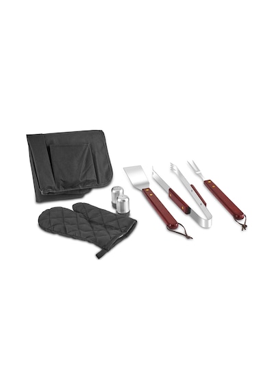 Önlüklü 7 Parça Ahşap Saplı Barbekü/Mangal Seti