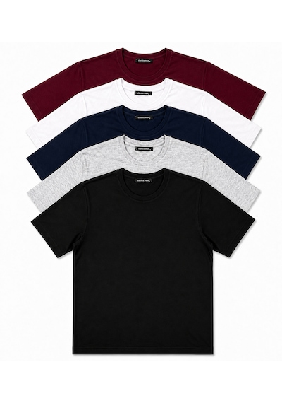 Fabio Cassani Classics Men Relaxed Fit Basic Kısa Kol Tişört 5'li Siyah-laci-beyaz-gri-bordo Karışık-çok Renkli Fabio Cassani Classics Men Relaxed Fit Basic Kısa Kol Tişört 5'li Siyah-laci-beyaz-gri-bordo Karışık-çok Renkli