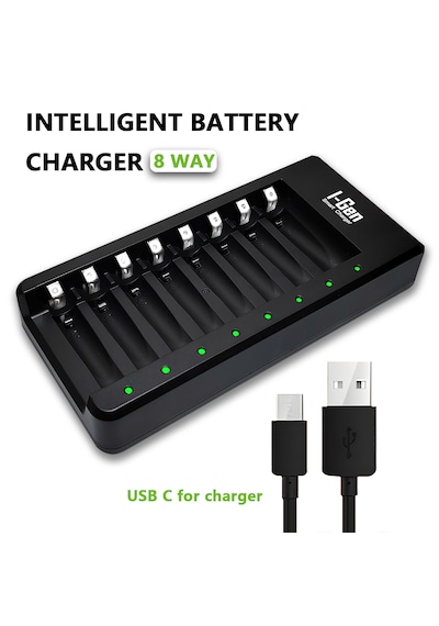 I-Gen G879 8'li Pil Şarj Aleti + 4 Adet AA 2700 mAh + 4 Adet AAA 900 mAh Şarjlı Kalem Pilli Set 1.2V Ni-MH
