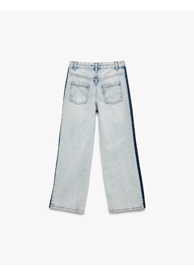 Koton Pamuklu Şerit Detaylı Geniş Paça Jean Pantolon Lıght Indıgo 6wkg40040ad Açık Mavi Koton Pamuklu Şerit Detaylı Geniş Paça Jean Pantolon Lıght Indıgo 6wkg40040ad Açık Mavi