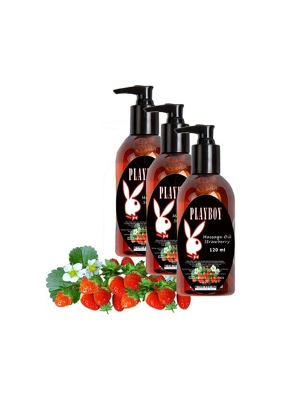 Playboy Strawberry Massage Oil 3 Adet Çilek Aromalı Vücut Masaj Yağı