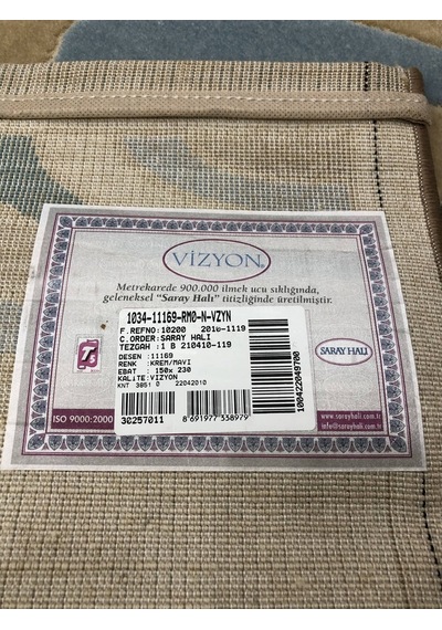 Saray Halı Vizyon 11169 Rm 150X230 Krem Mavi 4 M2 Halı !