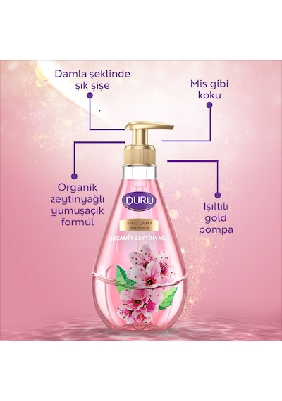 Duru Organik Zeytinyağlı Kiraz Çiçeği Sıvı Sabun 2 x 1500 ML + 500 ML