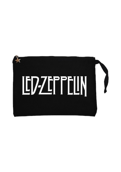 Led Zepplin Logo Siyah Clutch Astarlı Cüzdan / El Çantası Siyah