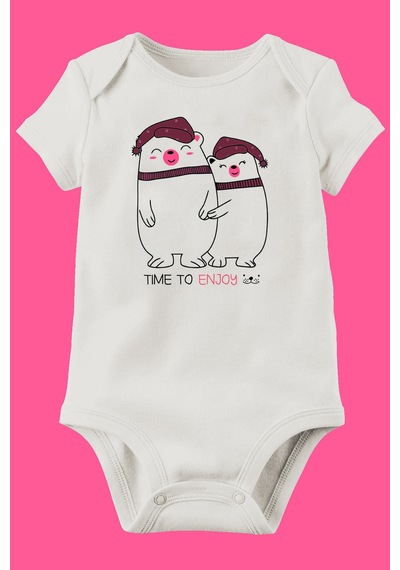 Babylimon Unisex Bebek Beyaz Organik Baskılı Pamuklu Body Beyaz - 132207947 Beyaz