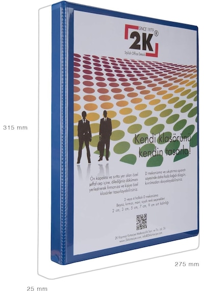Tr Evrak Sunum Tanıtım Firma Klasörü A4 Pvc 2 Cm 4 Halkalı 150 Yaprak Kapasiteli Ring Binder File 25,5x32 Cm. Mavi Diğer