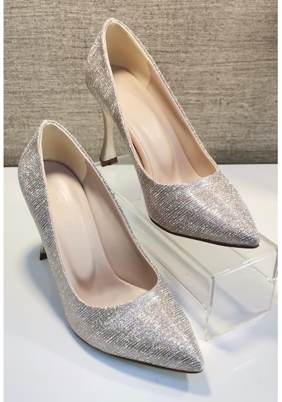 Pretty 9246 Kadın Simli 9 Cm Kadeh Ökçe Stiletto Altın