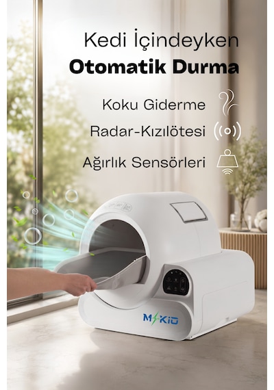 Akıllı Otomatik Kedi Tuvaleti, Wifi Ve Bluetooth Kontrollü Ve Ir Güvenlik Sensörlü, Koku Giderici Karbon Filtreli - Uygulama İle Kontrol Edilebilir