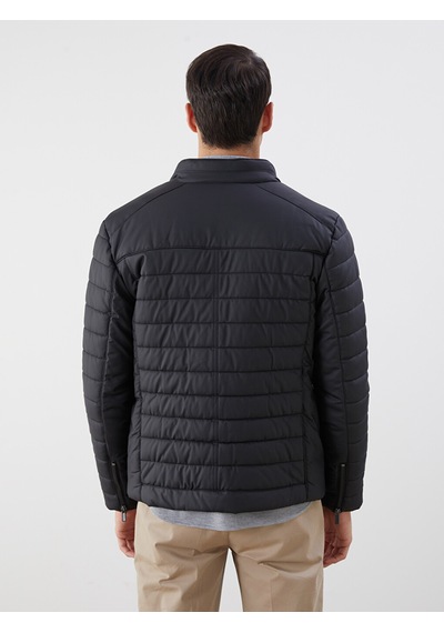 Lcw Vision Siyah Slim Fit Dik Yaka Erkek Deri Görünümlü Mont