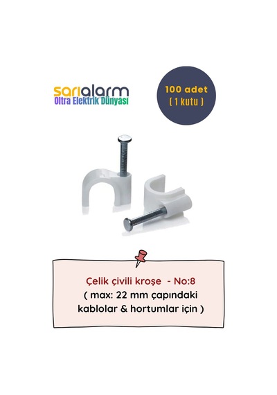 Oltra - Kablo Kroşe Çelik Çivili No:8 100'lü Paket