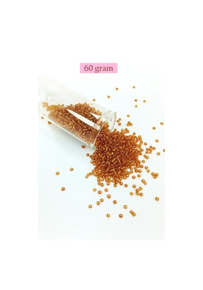 Tedar Dökme Cam Kum Boncuk 11/0 2 Mm - 60 Gram - Koyu Bal Rengi - Bnc070 Najmaddin (No:1) 8.5Cm X 10.5 Cm
