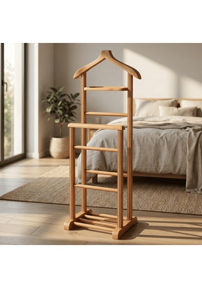 Gündays Home İkili Dilsiz Uşak Naturel Masif Gürgen Ağacı El Yapımı Askılık Natural