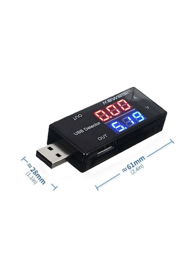 Çift Usb Çıkışlı Voltmetre Ampermetre Akım Voltaj Izleyici Şarj Kws-10va