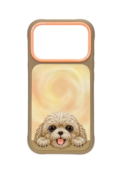 Desert İphone 18 Pro Uyumlu Magsafe Kılıf Gerçek Nakış İşlemeli, Takip Eden Gözlü Köpek