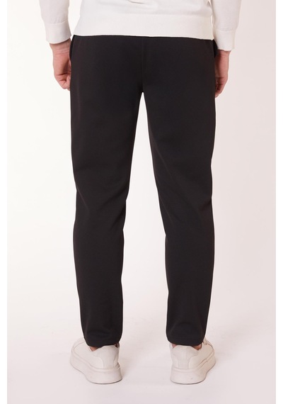 Braccas Erkek Beli Bağcıklı Yandan Cepli Slim Fit Jogger Siyah Pantolon Siyah