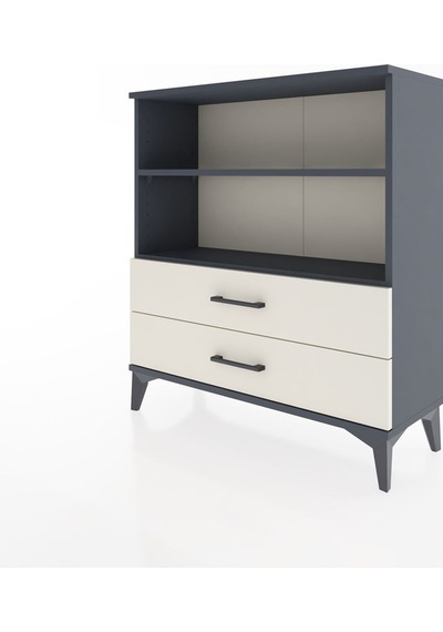Arges Şifonyer 2 Raflı 2 Çekmeceli 88x30x96 Antrasit-aytaşı Antrasit