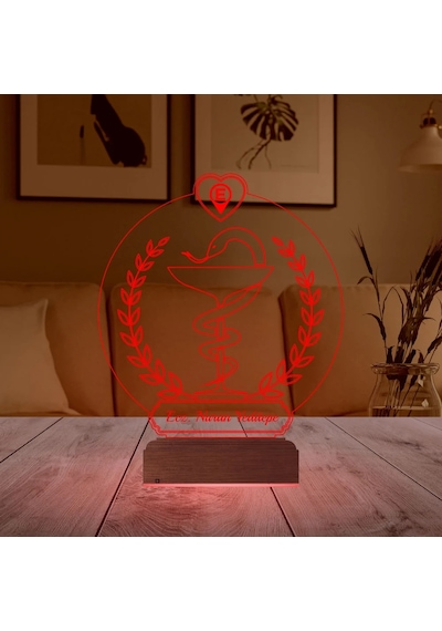 Luvivia Eczane Logolu Eczacı Hediye Kişiye Özel 3d Lamba - Masa Gece Lambası
