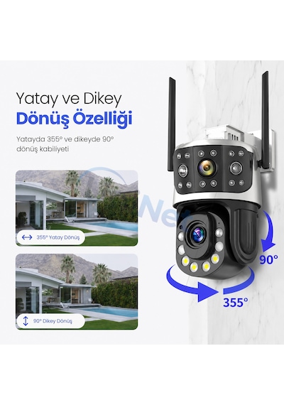 Uninet 36x Optik Zoom 8mp Çift Kameralı Wifi Ptz Güvenlik Kamerası 355 Döner Başlıklı Ve Gece Görüşlü İp Kamera - 8 MP