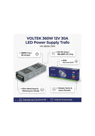 Enerji Aydınlatma / 30a Slim Led Trafo 12v