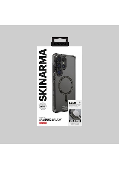 Galaxy S25 Ultra Kılıf Magsafe Uyumlu Şeffaf Airbag Tasarımlı Skinarma Saido Kapak Siyah