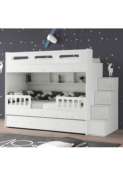 Buket Mdf Çelik Profilli Yavrulu Ranza Beyaz M1 90 X 190 CM