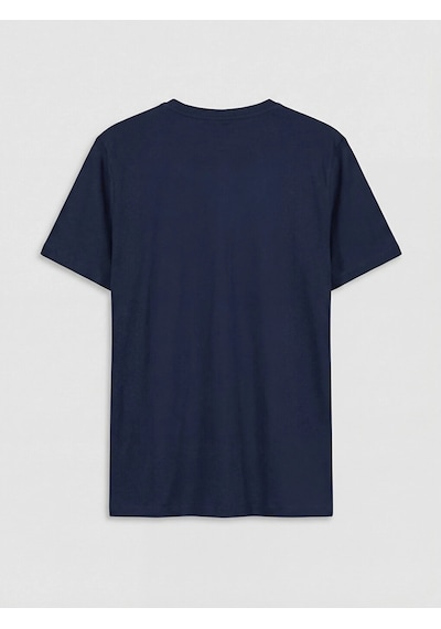 LC Waikiki Lcwaıkıkı Classic Lacivert Bisiklet Yaka Baskılı Erkek Tişört New Navy