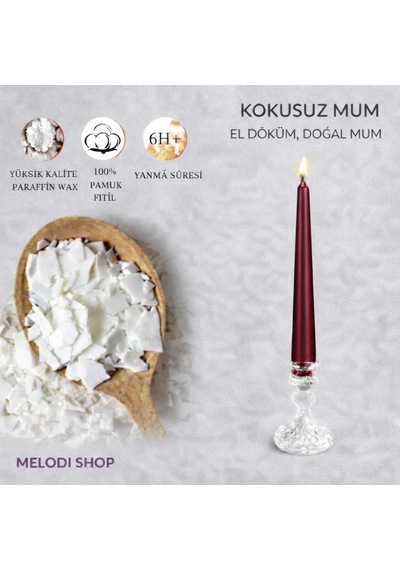 Kırmızı Renk İnce Şamdan Mum Seti,25 Cm Uzunluk,10lu Paket,dekoratif Taper, Şık Masa, Davet Ve Standart